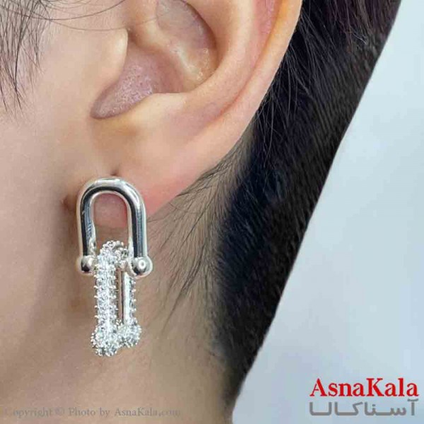 گوشواره دخترانه مینیمال طرح تیفانی فشن رنگ نقره ای کد GSH151731W