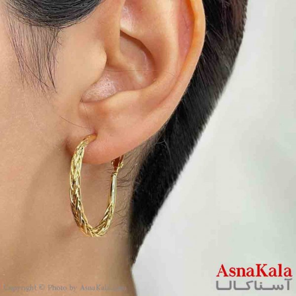 گوشواره دخترانه مینیمال طرح حلقه پوست ماری فشن رنگ طلایی کد GSH151743W