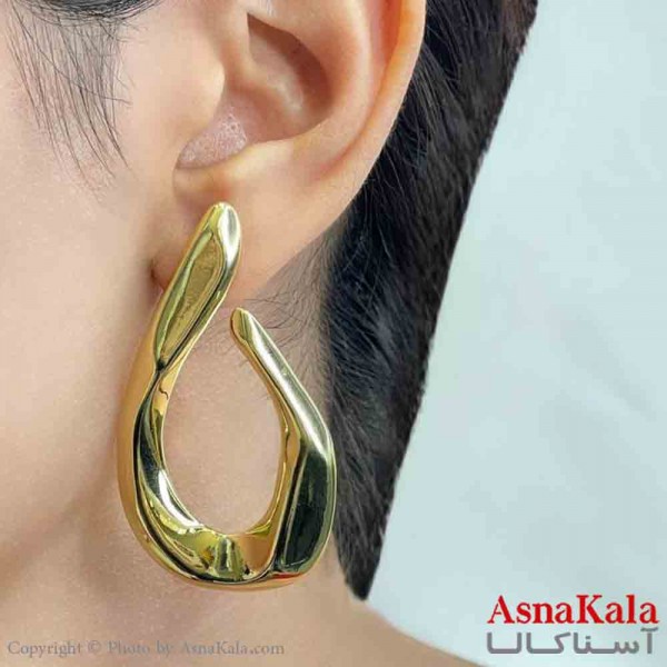 گوشواره دخترانه مینیمال طرح اشک آینه ای فشن رنگ طلایی کد GSH151744W