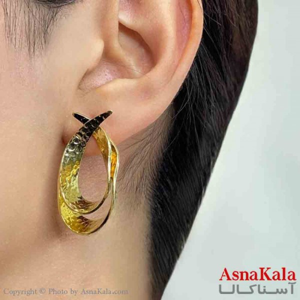 گوشواره دخترانه مینیمال طرح قطره فشن رنگ طلایی کد GSH151748W