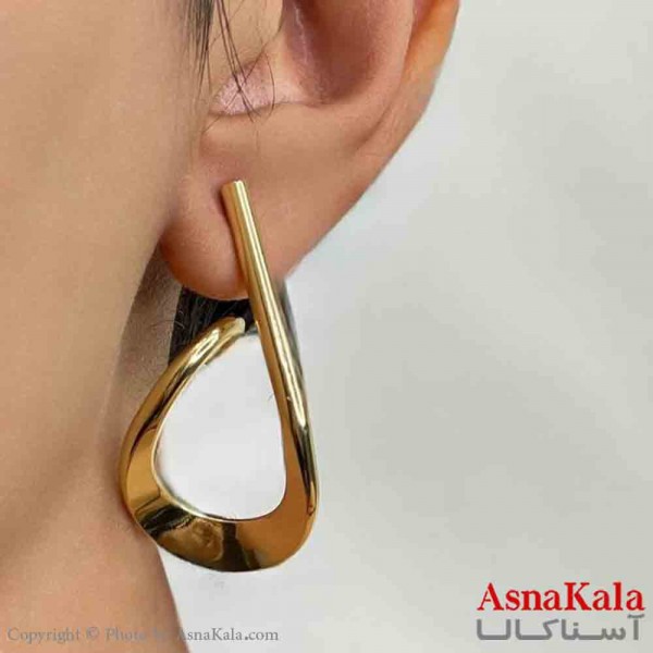 گوشواره دخترانه مینیمال طرح منحنی فشن رنگ طلایی کد GSH151749W
