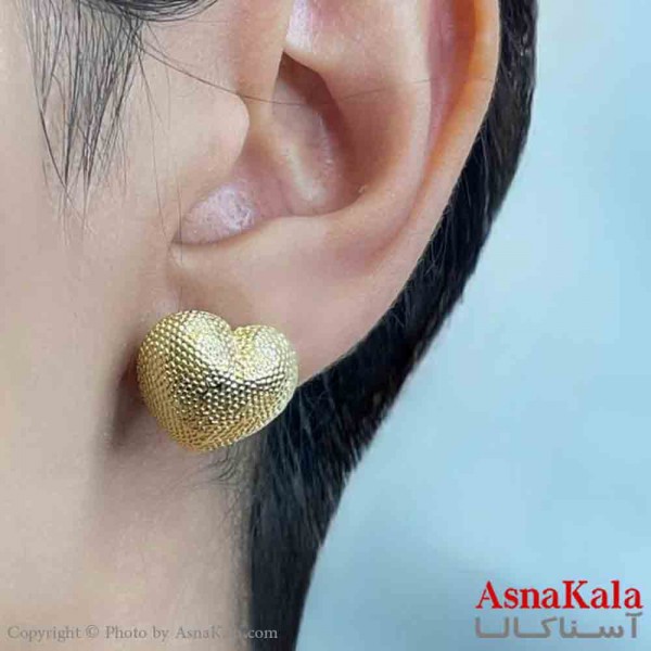 گوشواره دخترانه مینیمال طرح قلب شنی فشن رنگ طلایی کد GSH151755W