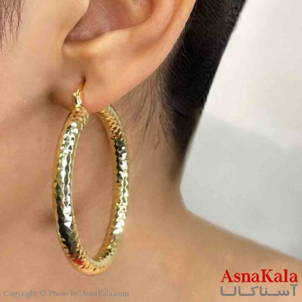 گوشواره دخترانه مینیمال طرح حلقه بزرگ فشن رنگ طلایی کد GSH151762W