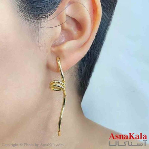 گوشواره دخترانه مینیمال طرح پیچ فشن رنگ طلایی کد GSH151766W