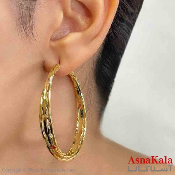 گوشواره دخترانه مینیمال طرح چندحلقه ریز فشن رنگ طلایی کد GSH151771W
