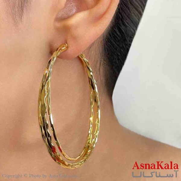 گوشواره دخترانه مینیمال طرح چندحلقه ریز درشت فشن رنگ طلایی کد GSH151774W