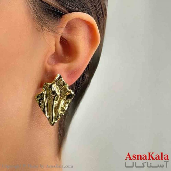 گوشواره دخترانه مینیمال طرح لوزی مدرن فشن رنگ طلایی کد GSH151781W