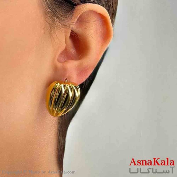 گوشواره دخترانه مینیمال طرح نیم دایره برجسته فشن رنگ طلایی کد GSH151783W