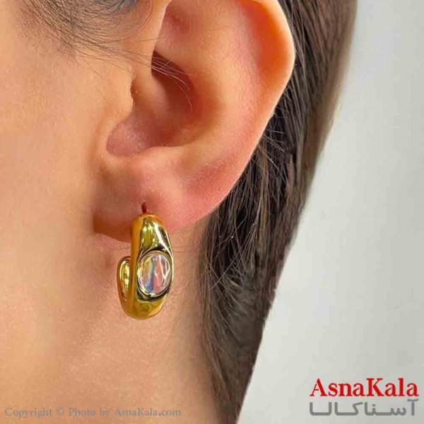 گوشواره دخترانه مینیمال طرح حلقه شکسته برجسته فشن رنگ طلایی کد GSH151790W
