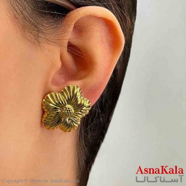 گوشواره دخترانه مینیمال طرح گل مدرن فشن رنگ طلایی کد GSH151793W