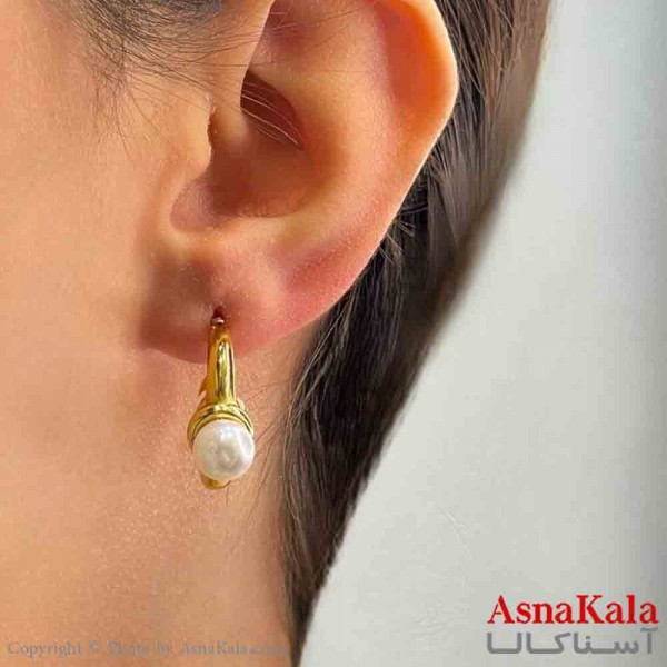 گوشواره دخترانه مینیمال طرح مرواریدی فشن رنگ طلایی کد GSH151795W