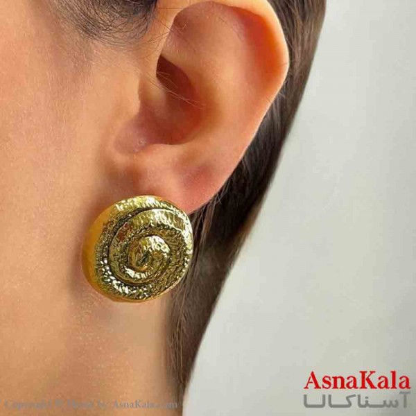 گوشواره دخترانه مینیمال طرح مارپیچ مدرن فشن رنگ طلایی کد GSH151798W