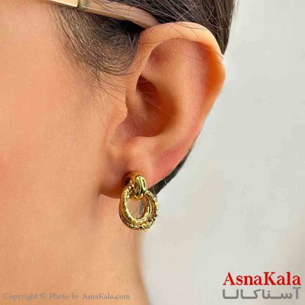 گوشواره دخترانه مینیمال طرح حلقه شنی فشن رنگ طلایی کد GSH151802W
