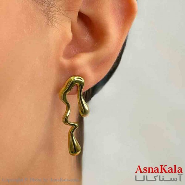 گوشواره دخترانه مینیمال طرح پیچ مدرن فشن رنگ طلایی کد GSH151822W