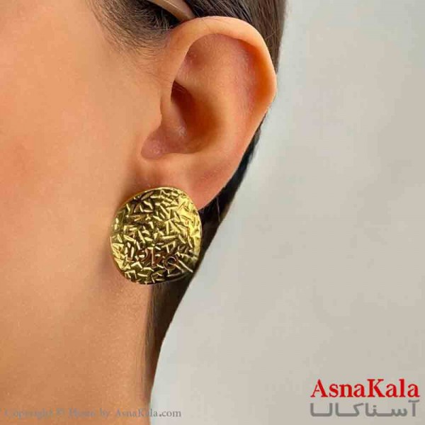 گوشواره دخترانه مینیمال طرح دایره طرحدار فشن رنگ طلایی کد GSH151823W