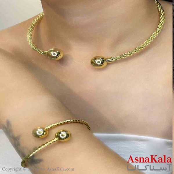 نیم ست زنانه پینترستی  شامل گردنبند و دستبند پیچ و گوی کد NIM14898W