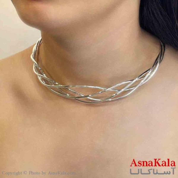 طوق  دخترانه پینترستی استیل مدل پیچ رنگ نقره ای  کد GNB161680W
