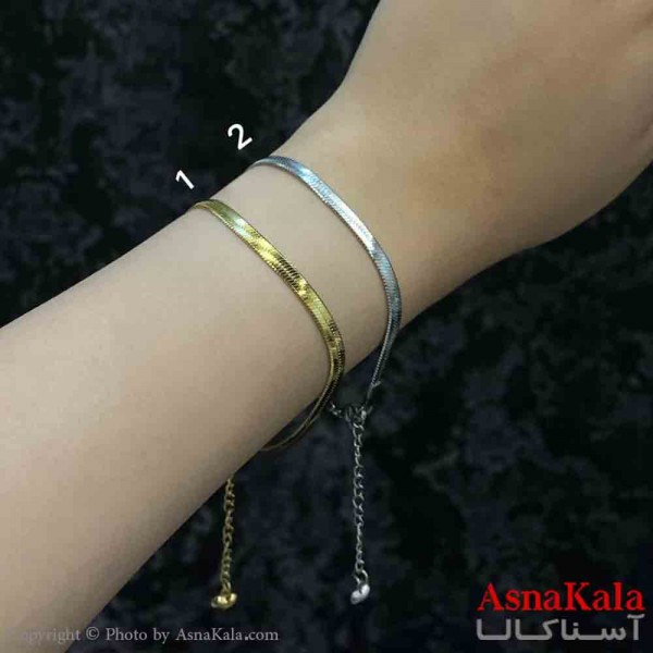 دستبند دخترانه پینترستی استیل مدل  زنجیری هرینگبون طلایی کد DSB181180W