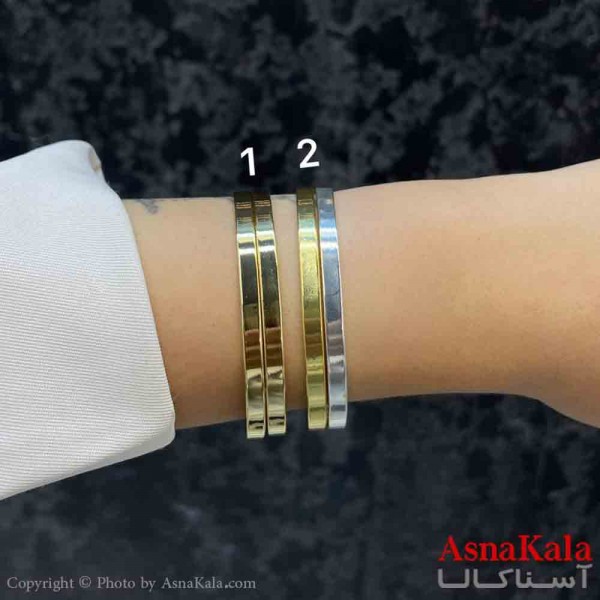 دستبند دخترانه پینترستی استیل دولاین آینه ای کد DSB181201W