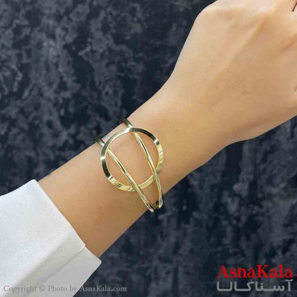 دستبند دخترانه پینترستی استیل  دایره ای و مثلث ترند رنگ طلایی کد DSB181211W
