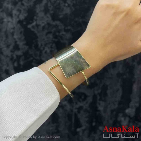 دستبند دخترانه پینترستی استیل آینه ای پرو توخالی ترند رنگ طلایی کد DSB181216W