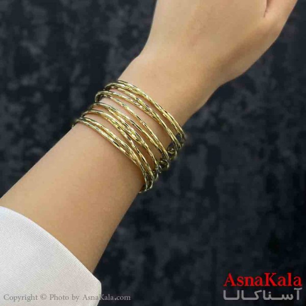 دستبند دخترانه پینترستی استیل آینه ای طرح چند لاین آینه ای تراشدار کد DSB181236W