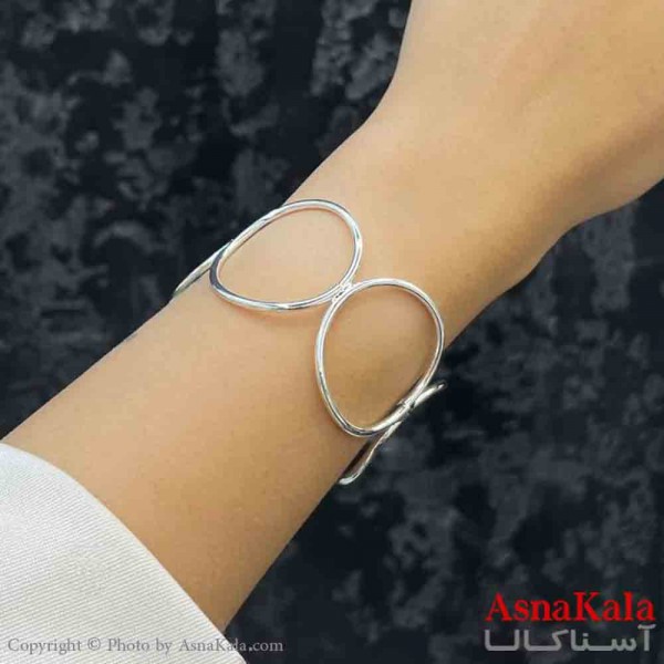 بنگل دخترانه پینترستی استیل  طرح چند دایره همسان رنگ نقره ای کد DSB181248W