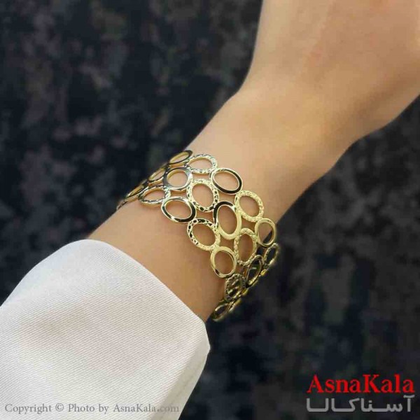 بنگل دخترانه پینترستی استیل  طرح  چندلاین دایره ای ریز  رنگ طلایی کد DSB181254W