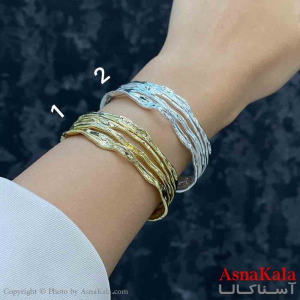 بنگل دخترانه پینترستی استیل طرح موج چندلاین کد DSB181262W