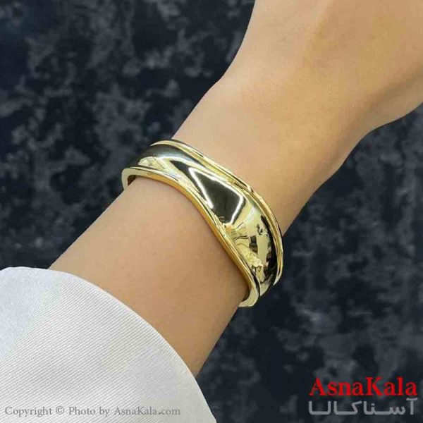 بنگل دخترانه پینترستی استیل  طرح آینه ای مورب رنگ طلایی کد DSB181274W