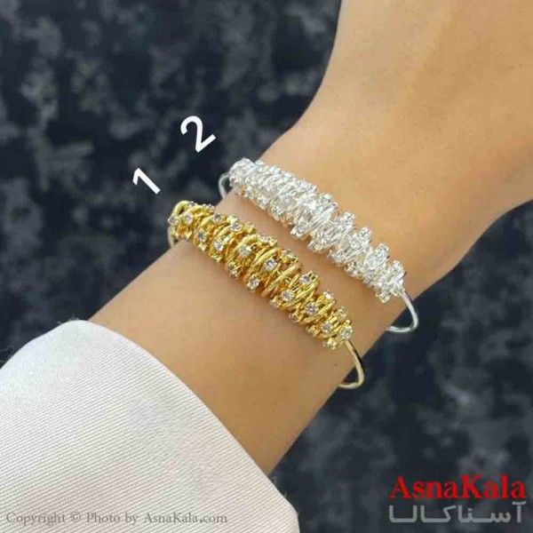 بنگل دخترانه پینترستی استیل  طرح فنری برجسته کد DSB181279W