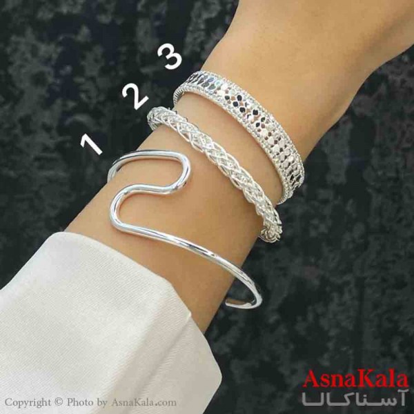 بنگل دخترانه پینترستی استیل  طرح منحنی و مدرن رنگ طلایی کد DSB181285W