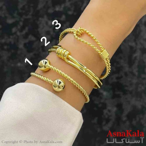 بنگل دخترانه پینترستی استیل  طرح  گوی و مدرن رنگ طلایی کد DSB181286W