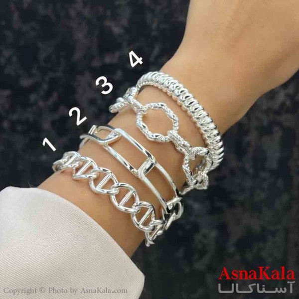 بنگل دخترانه پینترستی استیل  طرح  کارتیر مدرن رنگ نقره ای کد DSB181288W