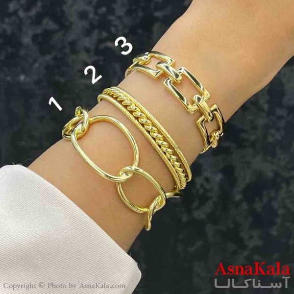 بنگل دخترانه پینترستی استیل  طرح  کارتیر وپیچ مدرن رنگ طلایی کد DSB181289W