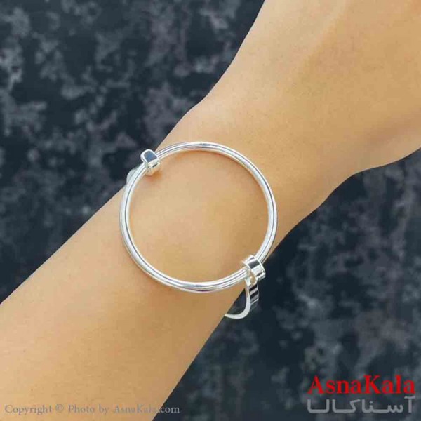 بنگل دخترانه پینترستی استیل  طرح  دایره مدرن رنگ نقره ای  کد DSB181299W