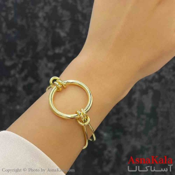 بنگل دخترانه پینترستی استیل طرح دایره دولاین پیچ مدرن رنگ طلایی کد DSB181301W