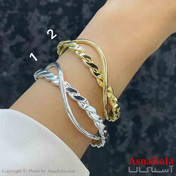 بنگل دخترانه پینترستی استیل  طرح پیچ موجدار مدرن کد DSB181312W