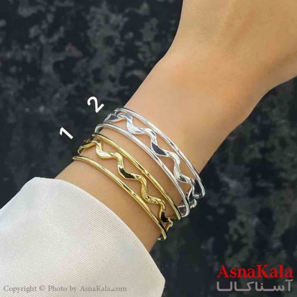 بنگل دخترانه پینترستی استیل  طرح موج سه لاین مدرن کد DSB181314W