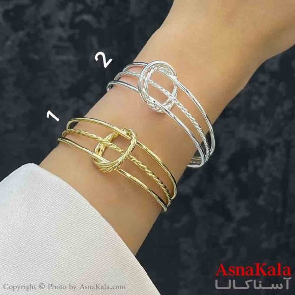 بنگل دخترانه پینترستی استیل  طرح آینه ای گره سه لاین مدرن کد DSB181320W