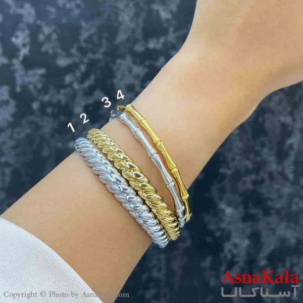 بنگل دخترانه پینترستی استیل  طرح مینمال پیچ و استخوانی کد DSB181337W