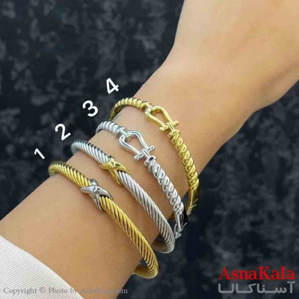 بنگل دخترانه پینترستی استیل  طرح مینمال پیچ فرد و پیچ ضربدر کد DSB181339W