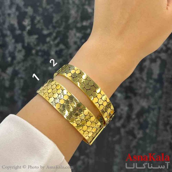 بنگل دخترانه پینترستی استیل  طرح مینمال پوست ماری مدرن رنگ طلایی کد DSB181345W