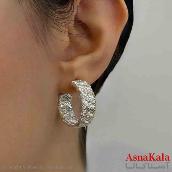 گوشواره دخترانه مینیمال طرح حلقه مدرن کد GSH151824W