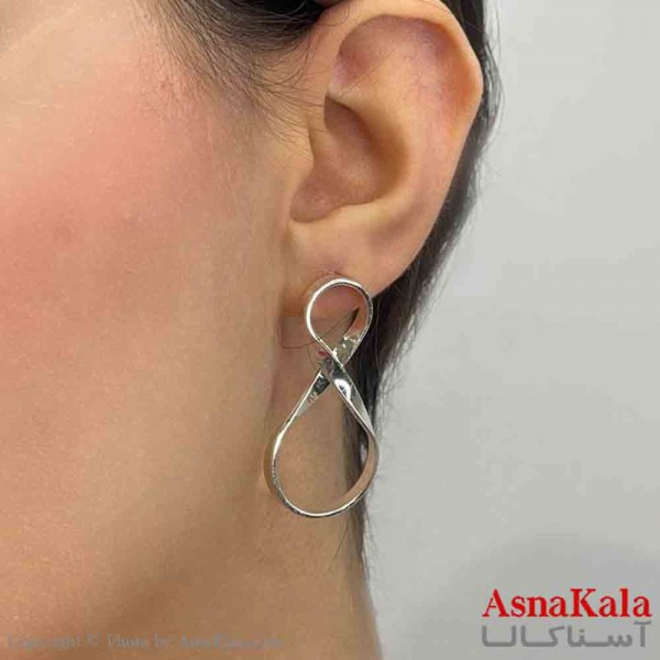 گوشواره دخترانه مینیمال طرح بینهایت آینه ای کد GSH151825W