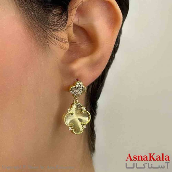 گوشواره دخترانه مینیمال طرح ونکلیف رنگ طلایی کد GSH151828W