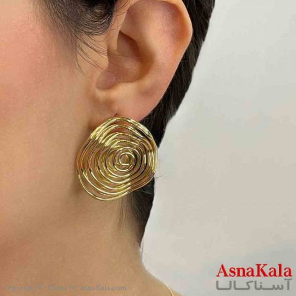گوشواره دخترانه مینیمال طرح دایره مدور رنگ طلایی کد GSH151831W