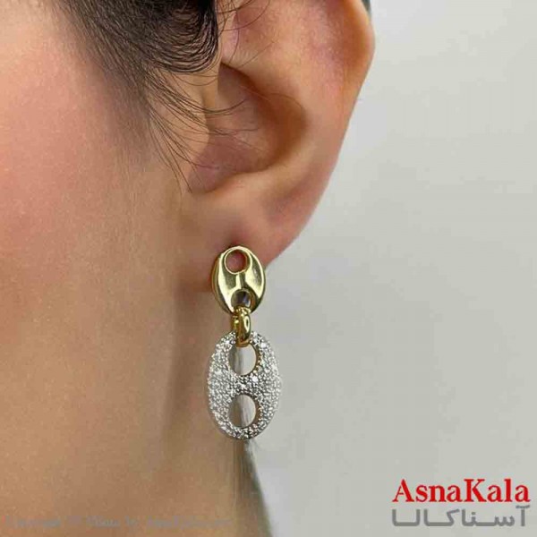 گوشواره دخترانه مینیمال طرح هرمس دورنگ کد GSH151833W