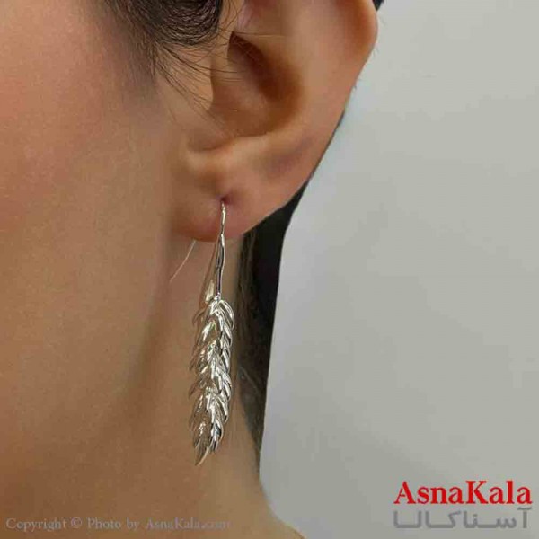 گوشواره دخترانه مینیمال طرح آویز گندمی رنگ طلایی کد GSH151837W
