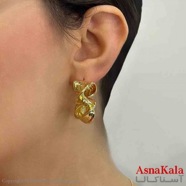 گوشواره دخترانه مینیمال طرح حلقه ای مدور رنگ طلایی کد GSH151838W